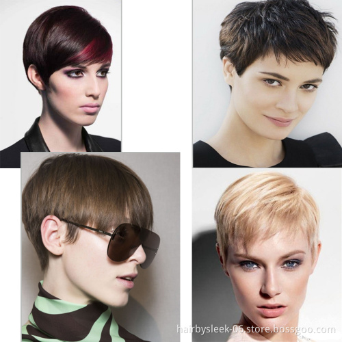 Rebecca fashion Brand wholesale Very short Wigs Hot Sell Best Middle Part Peruvian  Remy Hair HD Lace Front Wigs Human Hair wigs